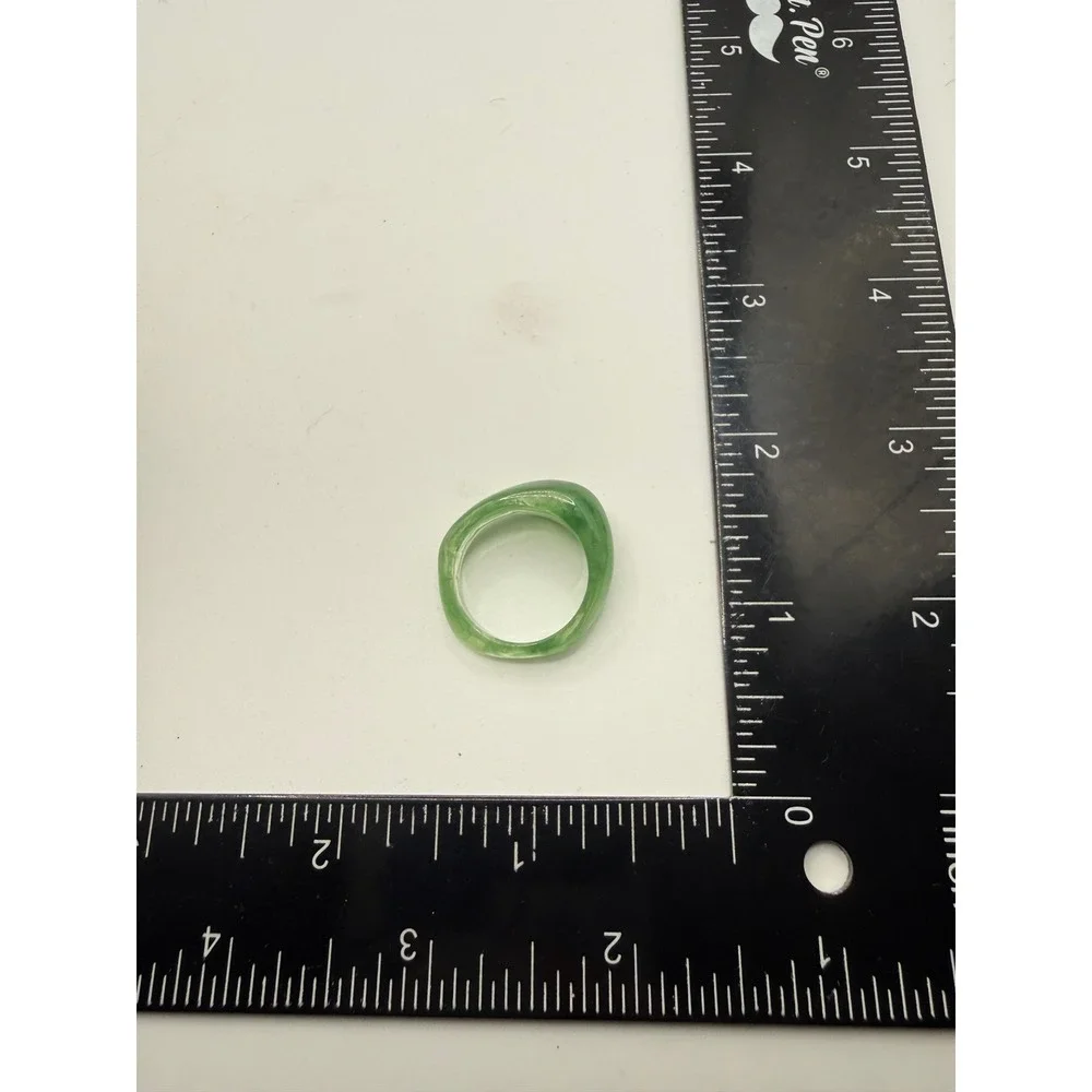 Green Marbled‎ Resin Dome Ring Size 8.25 Translucent Statement Band